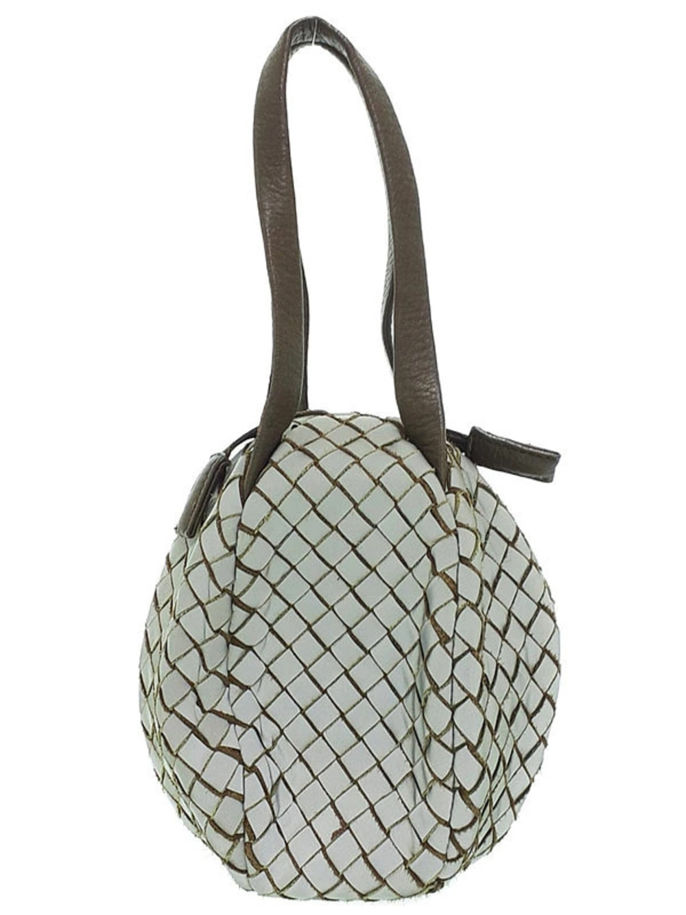 Bottega Veneta Mava Handbag Intrecciato woven White Leather